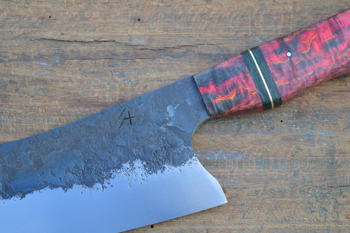 Cuisine #873, Mastard 135Cr3, bouleau madé, FatCarbon & laiton, 200mm – Image 2