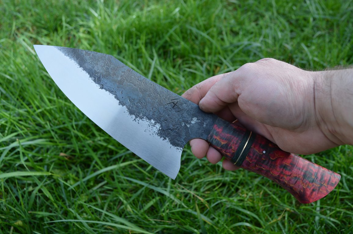 Cuisine #873, Mastard 135Cr3, bouleau madé, FatCarbon & laiton, 200mm – Image 3