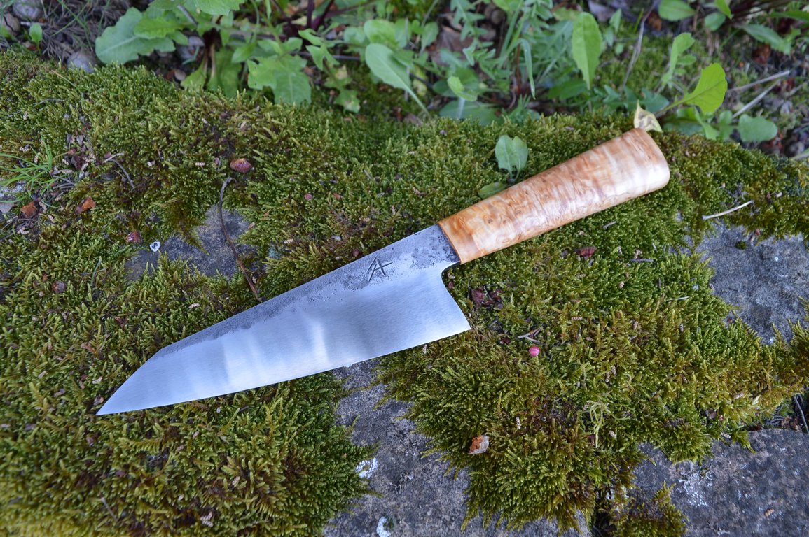 Cuisine #881, gyuto ApexUltra & bouleau madré stabilisé, 185mm